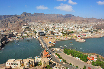 View of Aden -  a port city, located by the eastern approach to the Red Sea, Yemen