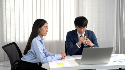 Business People Meeting discussion Analysis  with professional investor working new start up project at office, Corporate team brainstorming concept.