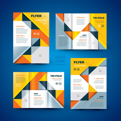 Flyers design template Set Brochure Cover triangles theme. Vector curves Cmyk profile.