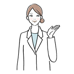 紹介・案内する女性のお医者さんのイラスト