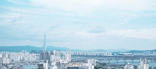 Obraz premium skyline in seoul, korea 서울의 스카이라인