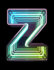 Infinity Neon font. Minth light. Letter Z.