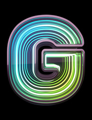 Infinity Neon font. Minth light. Letter G.