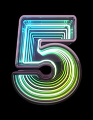 Infinity Neon font. Minth light. Number 5.