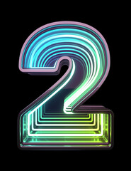 Infinity Neon font. Minth light. Number 2.