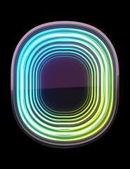 Infinity Neon font. Minth light. Number 0.