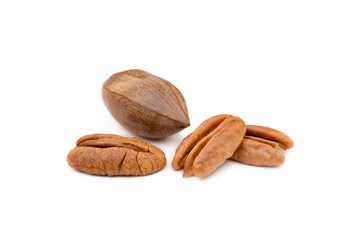 Fresh pecan nuts isolated on a white background