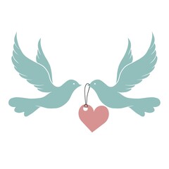 Elegant dove bird with heart. Vector illustration.