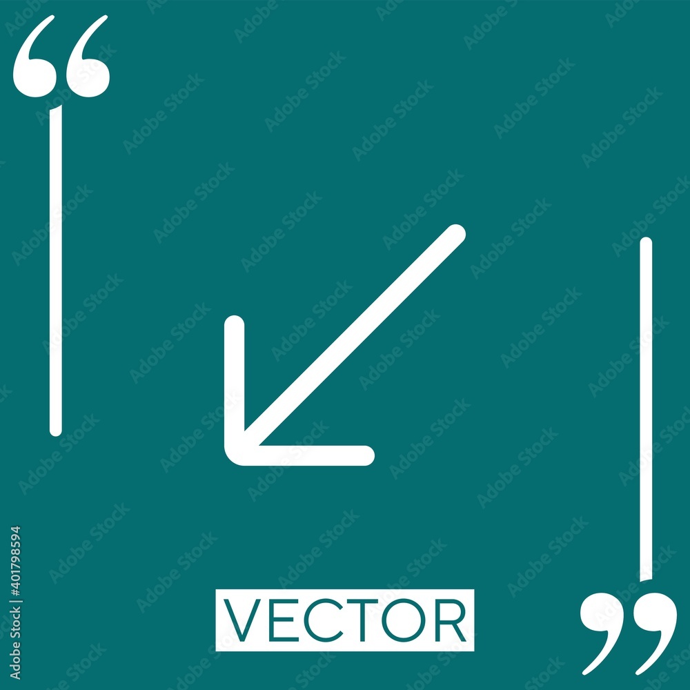Poster diagonal arrow vector icon linear icon. editable stroke line