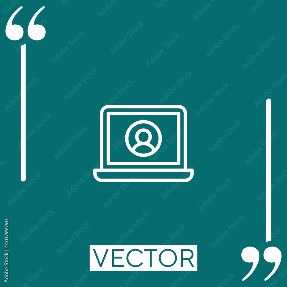 Poster personal computer vector icon linear icon. editable stroke line