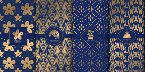 Luxury logo and gold packaging pattern japanese design.