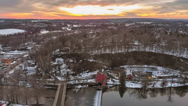 Clinton, NJ Winter Sunset Drone Timelapse