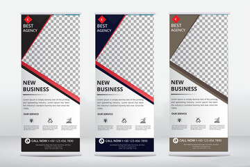 Abstract Roll up background for Presentation.Business Roll Up Banner Stand. Vertical roll up, x-stand, x-banner, exhibition retractable banner stand or flag layout. Poster for conference, forum 
