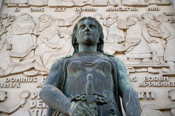 Statue representing justice and law. Court of Porto