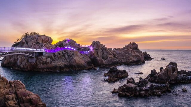 Dramatic sunrise in Daewangam Park, Ulsan, South Korea