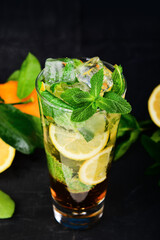 Mojito cocktail with lime and mint