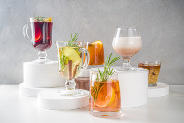 Various autumn winter alcohol cocktails
