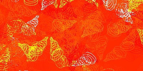 Light red, yellow vector background with wry lines.