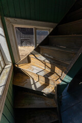 wooden staircase in the old house