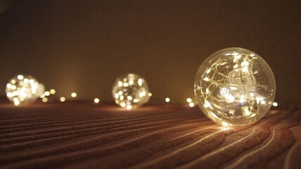 Glowing glass balls, holiday home decoration, garland