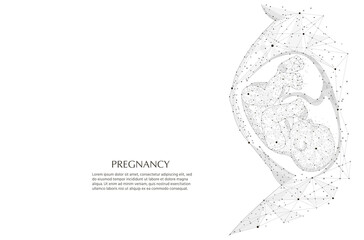 Pregnancy low poly wireframe illustration.
