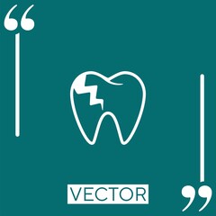 damaged tooth vector icon Linear icon. Editable stroke line