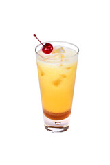 glass of orange juice with ice