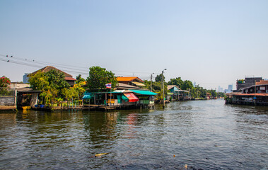 Fototapeta premium Canal of the Chao Phraya River Bangkok Thailand Asia