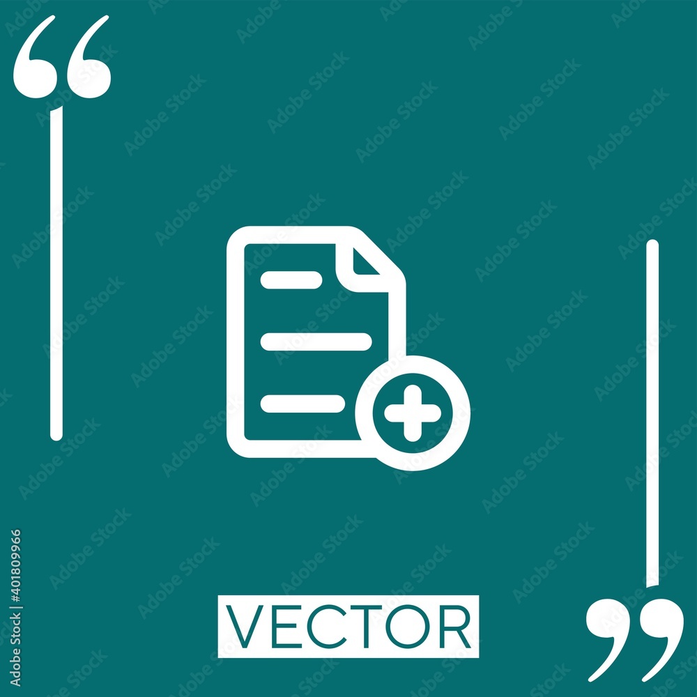 Fototapete text file add outlined interface button vector icon Linear icon. Editable stroke line
