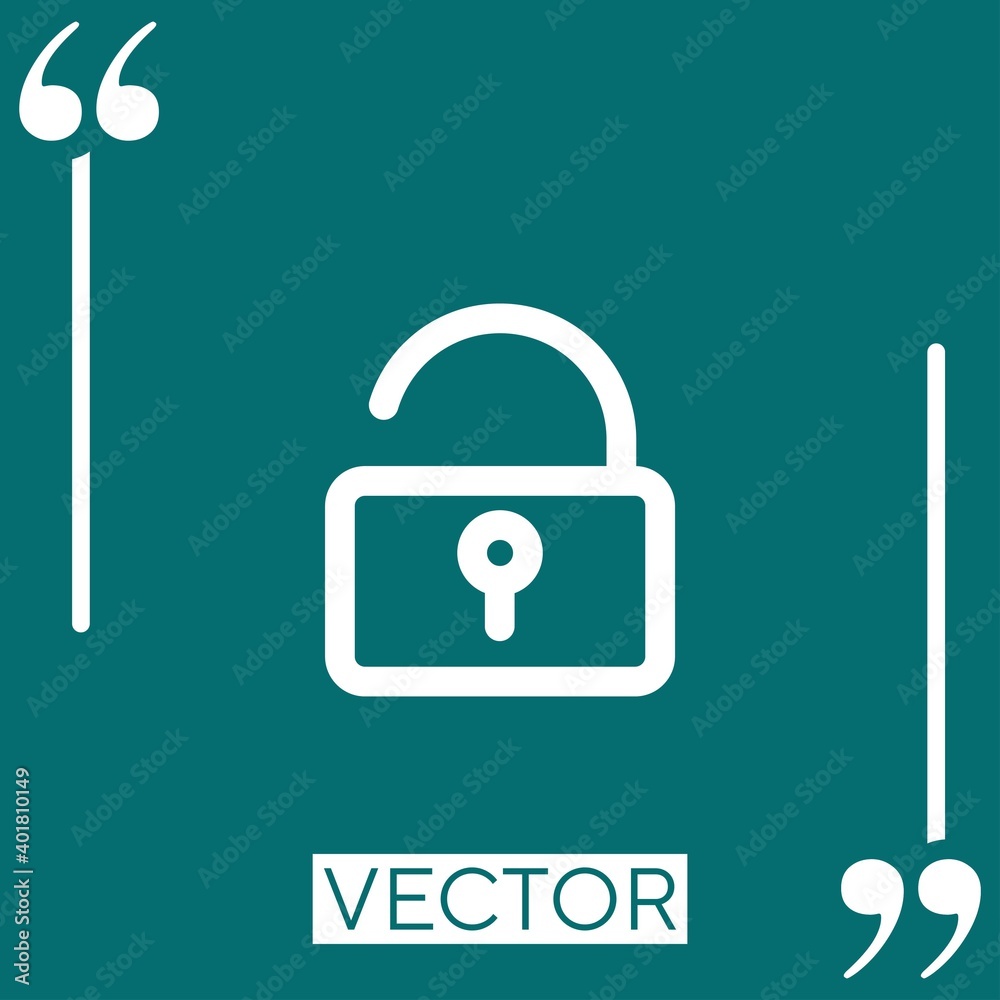 Poster unlock opened padlock outline vector icon linear icon. editable stroke line