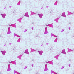 botanical seamless pattern of flowers outline and color