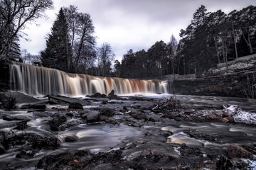 winter view of the waterfall Keila joa in Estonia