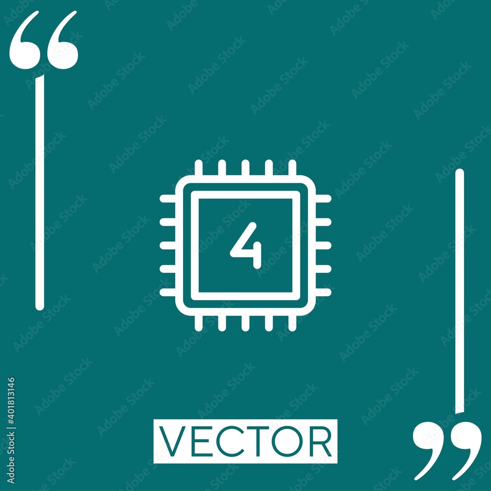 Poster cpu vector icon linear icon. editable stroke line