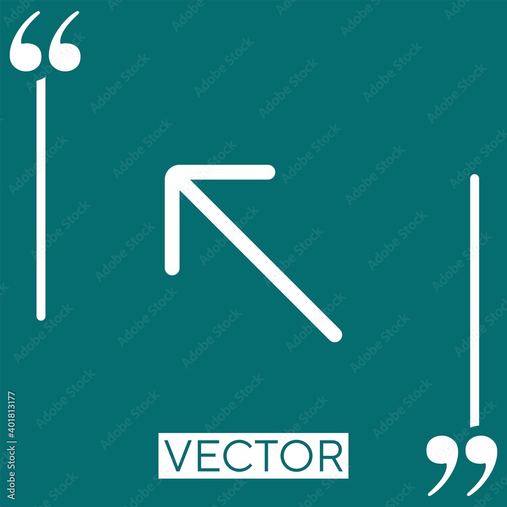 Poster diagonal arrow vector icon linear icon. editable stroke line