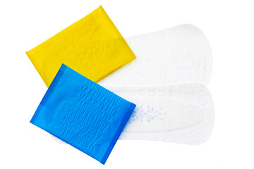 Women hygienic pads isolated on white background