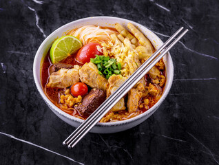 Rice Vermicelli wiith Northern Thai Pork and Chicken Curry