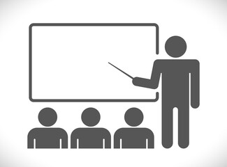 teacher lecturer with blackboard