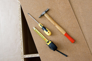 set of tools for wood furniture assembly