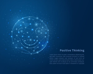Positive thinking. Polygonal wireframe illustration with lines and dots. Vector concept illustration.
