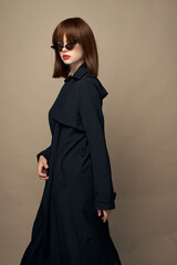 Smiling lady fashionable clothes self-confidence laughing studio 