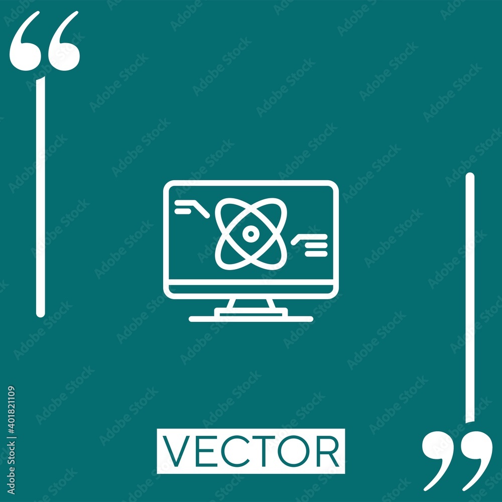 Poster quantum computer vector icon linear icon. editable stroke line