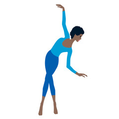 African girl gymnast in graceful dance - isolated on white background - vector. Sports activities.