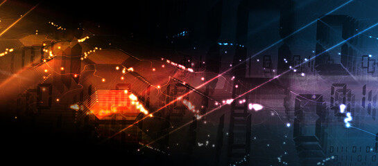 Quantum processing. Deep learning artificial intelligence. Future new technology  for business or science presentation