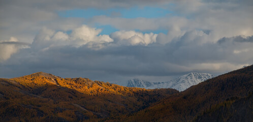 Russia. South Of Western Siberia, Mountain Altai. Autumn sunset in the North-Chuyskiy mountain range in the heart of the Kurai steppe.