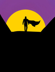 silhouette of superman walking on the floor .