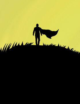 illustrated silhouette of superman .