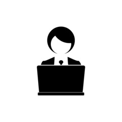 Woman online icon isolated on white background