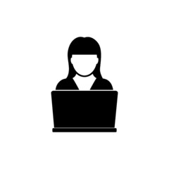 Woman online icon isolated on white background