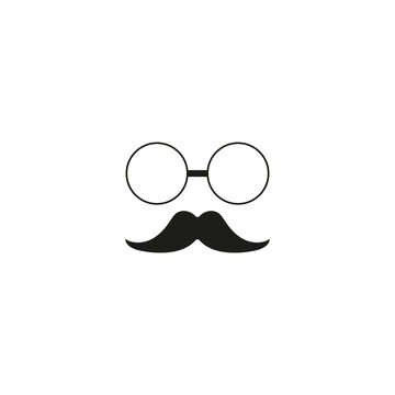 Mustache And Glasses. Icon Man Isolated On White Background. Gentleman Icon. Vector Illustration