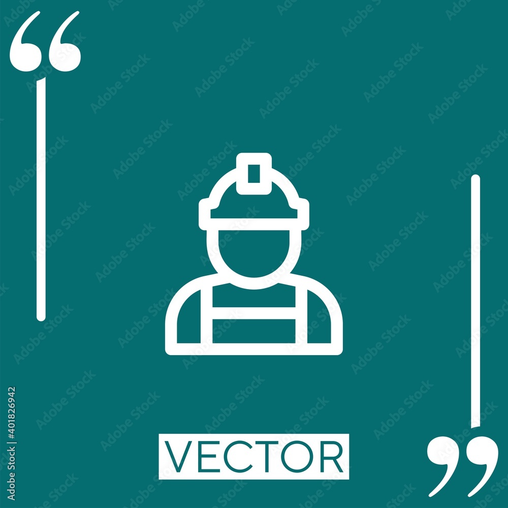 Poster worker vector icon Linear icon. Editable stroked line